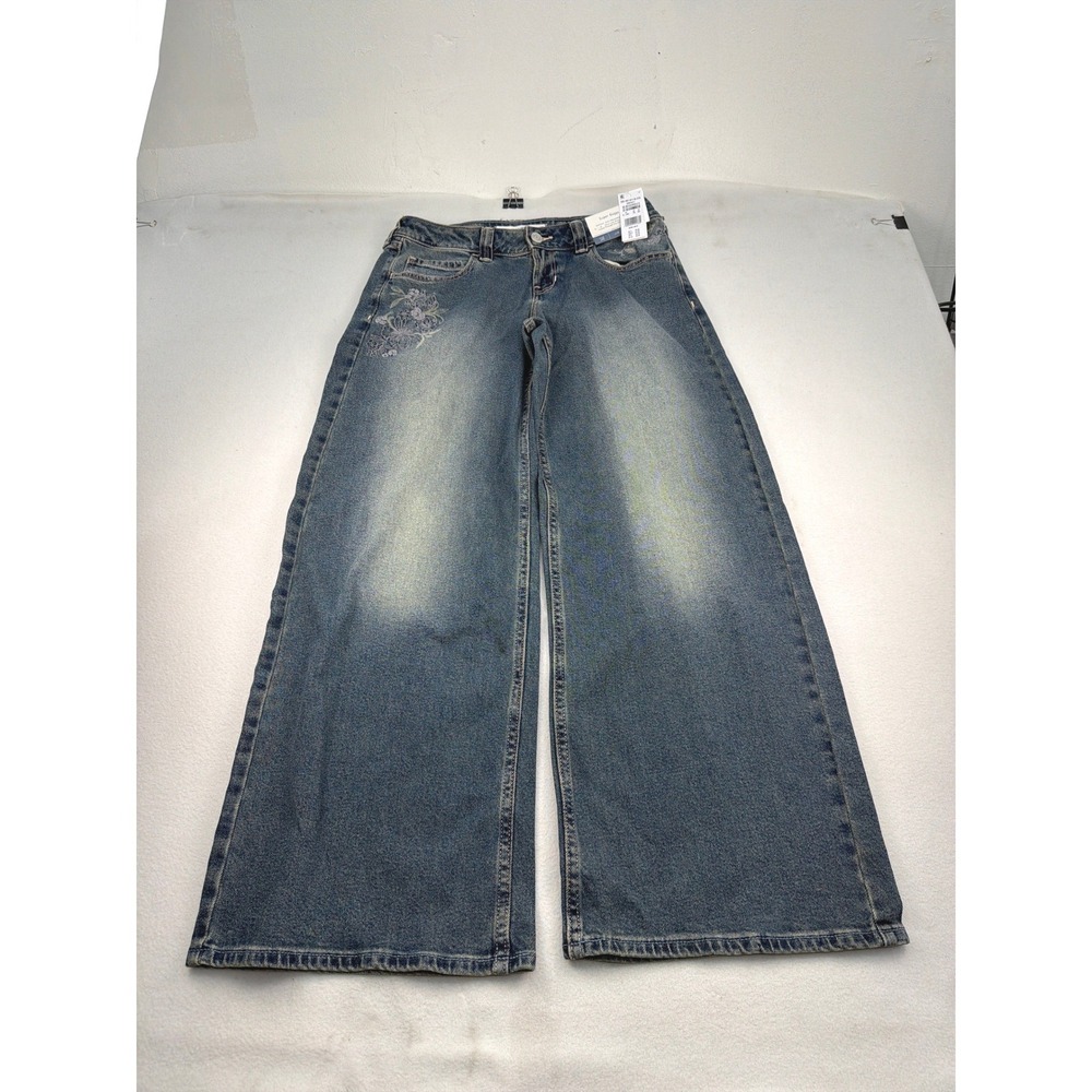 Hollister Andi Super Baggy Ultra Low-Rise Embroidered Jeans W28 L30 NWT